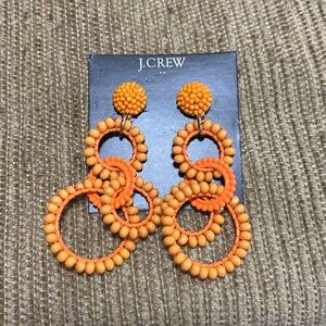 J. Crew Orange Faceted and Seed Beaded Four Hoop Dangle Earrings